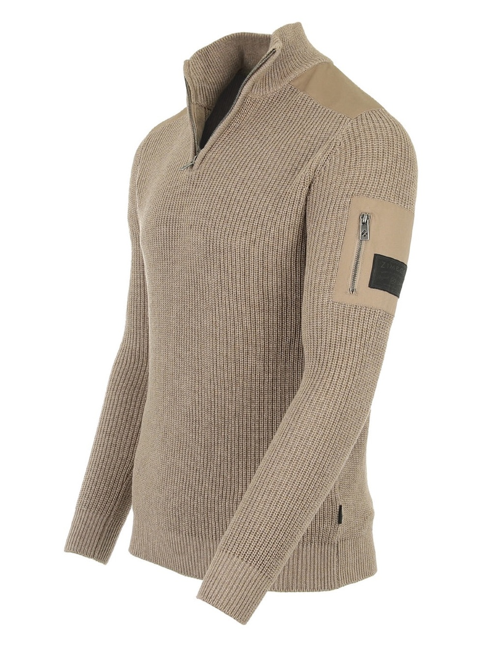 ZIMEGO Mens Long Sleeve Pullover Quarter Zip Mock Neck Polo Sweater -100% cotton